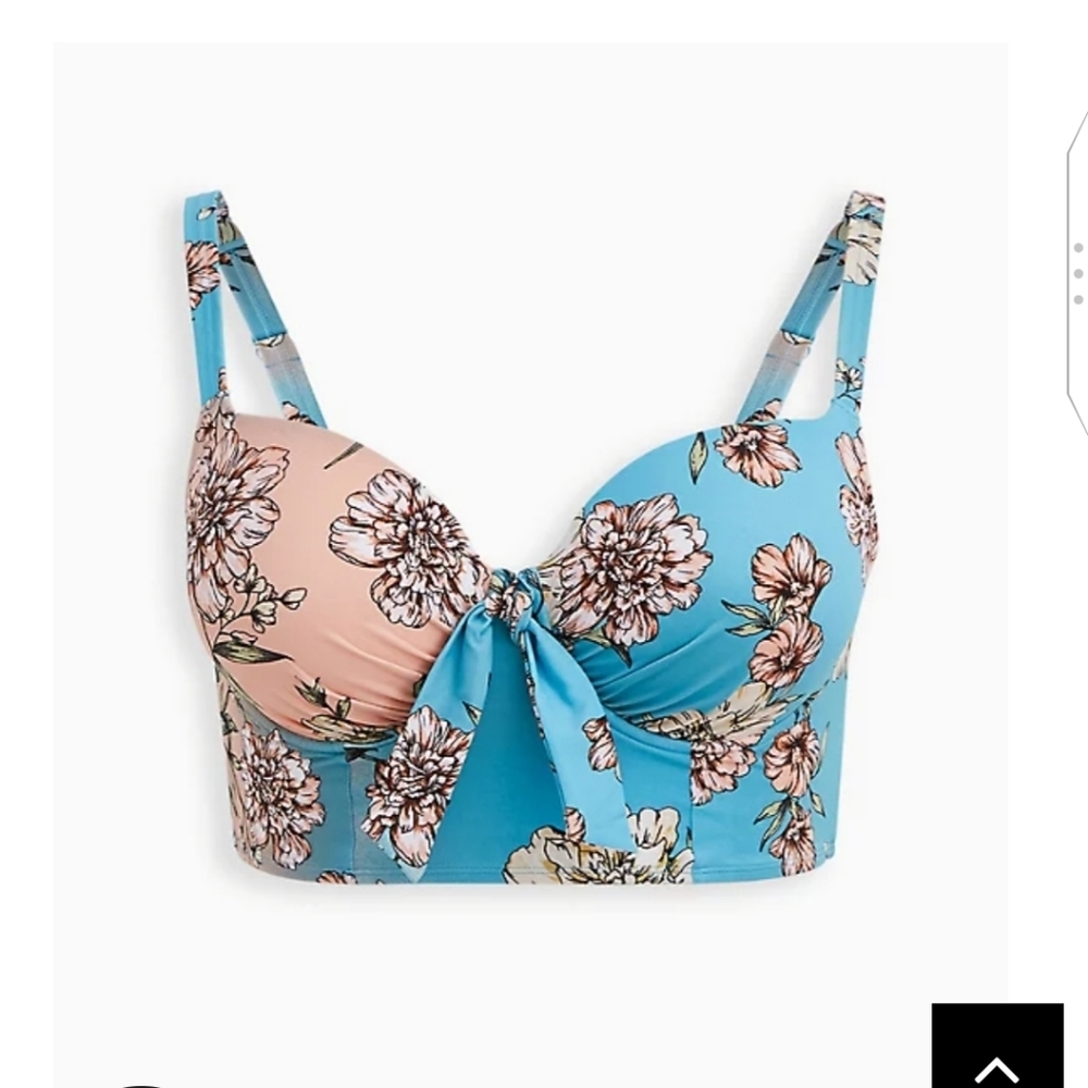🆕👙 3X TORRID BLUE FLORAL BIKINI TOP AND SWIM SKIRT SET👙 - Picture 2 of 16